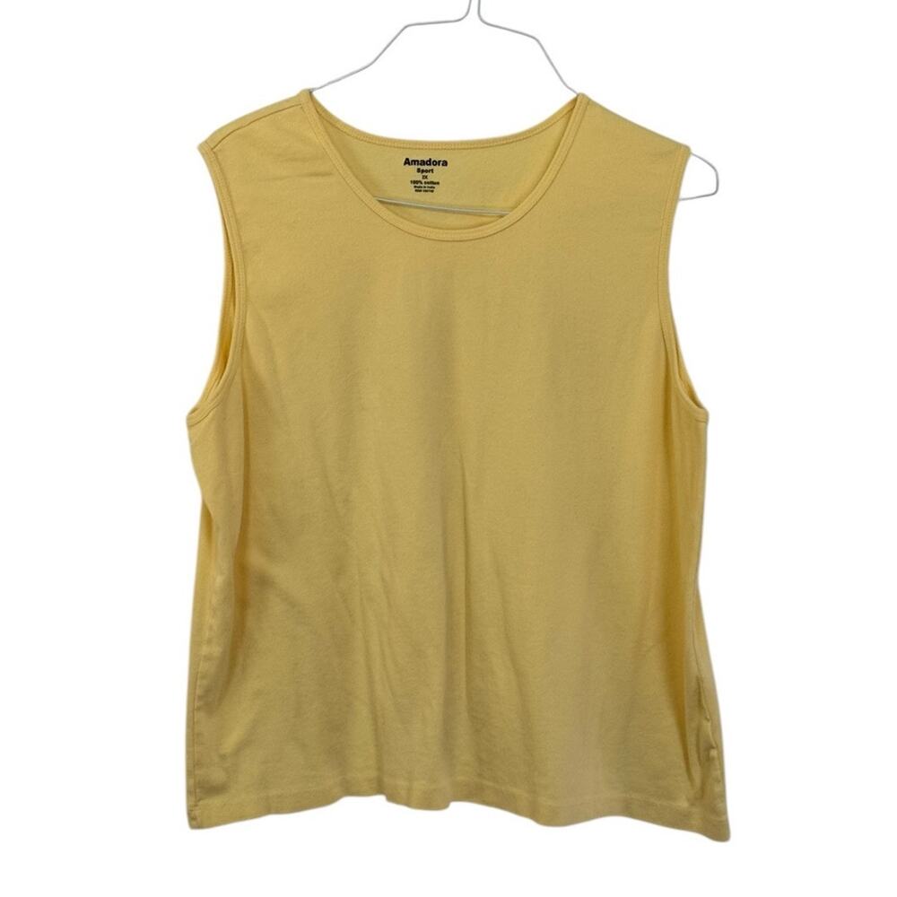Amadora Sport Women's XXL Yellow 2XL Sleeveless Tank Top Plain Solid Shirt Gym‎